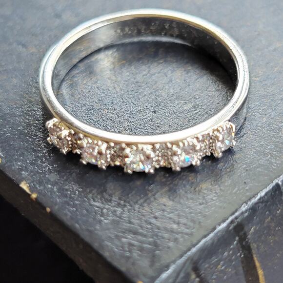 Classic Rhodium-Plated Size 9 Eternity Band with Sparkling Diamonds - Picture 1 of 9